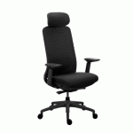 CHAISE DE BUREAU MEL TISSU NOIR - AVEC ACCOUDOIRS 4D, APPUI-TÊTE, PROFONDEUR D