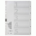 LOT DE 11 - INTERCALAIRES, CARTON, CHIFFRES 1 - 5, A4, 5 TOUCHES
