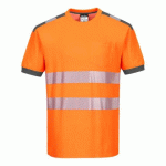 LOT DE 2 - PORTWEST T181 T-SHIRT HV PW3 ORANGE/GRIS - TAILLE S
