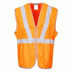 LOT DE 3 - PORTWEST RT20 GILET HV LONG RIS ORANGE - TAILLE 4XL
