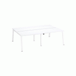 PÔLE 4 BUREAUX ECLA BLANC L 120 X P 80 CM PIÈTEMENT MÉTAL BLANC
