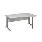 BUREAU COMPACT RETOUR À GAUCHE VARIATION CLASSIC - L. 160 X P. 110 CM - PLATEAU GRIS - PIEDS GRIS - CARTERS FINITION GRIS