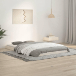 LIT DOUBLE POUR ADULTE MODERNE CADRE DE LIT - BLANC 120X190 CM BOIS PIN MASSIF PETIT DOUBLE BV813963 - BLANC