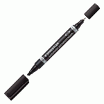 MARQUEUR PERMANENT STAEDTLER LUMOCOLOR DUO 3488 POINTES OGIVE FINE 0,6 MM ET BISEAUTÉE 1,5 À 4 MM NOIR