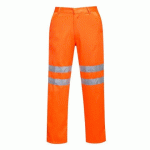 PORTWEST RT45 PANTALON HI-VIS POLY-COTON TALL DE COULEUR ORANGE - TAILLE XXL - LONG