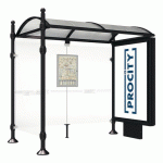 ABRI BUS PROVINCE 2.50 M CAISSON 1 BARDAGE BOULE NOIR 9005 - PROCITY