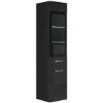 ARMOIRE DE RANGEMENT RIO 131 CM BADPLAATS NOIR BRILLANT - HAUT COLONNE - MAT ZWART MET HOOGGLANS ZWARTE FRONTS