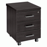 CAISSON MOBILE BOIS 3 TIROIRS NOIR ÉBÈNE SHINY