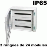 COFFRET PROTECTION MÉTALLIQUE IP55 IK09- 2 RANG. 48-72 MOD AVEC PORTE TRANSPARENTE SANS PLASTRON ET KIT R. DIN 
