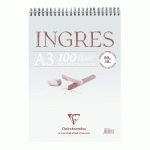 INGRES ETUDE BLOC SPIRALÉ 100F A3 80G - BLANC - LOT DE 5