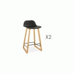 M-S - LOT DE 2 TABOURETS DE BAR H67 CM NOIR - RIZZO