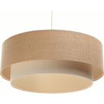 SUSPENSION BOHO 061-090 - Ø 50 CM - H20 CM - EXTÉRIEUR EN MÉLANGE DE JUTE ET LIN BEIGE FONCÉ, INTÉRIEUR BEIGE CRÈME