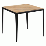 TABLE BOLONIA 80 X 80 CM STRAT CHÊNE PROVENÇAL / ACIER NOIR - JAYSO