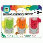 TAMPONS DE NOTATION PRE-ENCRES - 3 COULEURS - DIAMETRE 16 MM - BLISTER DE 3 TAMPONS