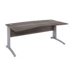 BUREAU MANAGER BIOSPACECOURBE  2 - L. 180 X P. 90 CM - PLATEAU 'CÈDRE' - PIEDS L'ALUMINIUM' - EMBASES 'BLANCHES'.