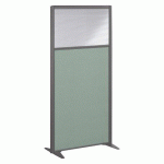 CLOISON B-ZEN DE SÉPARATION SEMI VITRÉE TISSU TONAL VERT- H 160 X L 81 CM CADRE ANTHRACITE -SANS PIED
