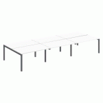 PÔLE 6 BUREAUX DROITS ARKO L 420 X P 168 CM PLATEAUX BLANC PIÈTEMENT MÉTAL ARCHE ANTHRACITE