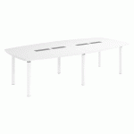TABLE MODULABLE BELEM 10 PERSONNES L 280 X P 140 CM STRATIFIÉ BLANC ANTIBACTÉRIEN PIÈTEMENT BLANC