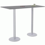 TABLE ROXANE 140 X 40 X 74 CM 2 PIEDS GRIS CENDRÉ/GRIS