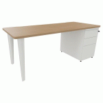 BUREAU EVIDENCE 180X80 CHÊNE CLAIR CAISSON PORTEUR/PIED ANTHRACITE - VINCO