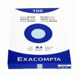 FICHE BRISTOL 210 X 297MM UNIE BLEU AZUR NON PERFORÉE EXACOMPTA - BOÎTE DE 100