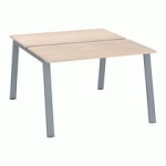 PÔLE DE 2 BUREAUX DROITS CHÊNE CLAIR L 120 X P 60 CM, PIÉTEMENT MÉTAL ALUMINIUM - ARCH