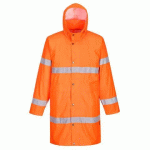 PORTWEST H442 MANTEAU DE PLUIE HAUTE VISIBILITÉ 100 CM ORANGE - TAILLE S