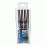 STYLO ROLLER PILOT HI-TECPOINT V7 ÉCRITURE MOYENNE. POCHETTE DE 4 COULEURS CLASSIQUES