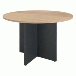TABLE RONDE 120 CM PLATEAU CHÊNE CLAIR PIEDS CROIX PLEIN BOIS ANTHRACITE EXCELLENS