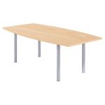 TABLE TONNEAU AVEC ÉLECTRIFICATION ACTUAL L. 200 X 100 CM - PLATEAU HÊTRE - PIED TUBULAIRE ALUMINIUM