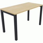BUREAU PIED CARRÉ L120XP80 CM ÉP.25MM CHÊNE CLAIR/NOIR - EOL