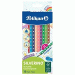 LOT DE 6 - CRAYON DE COULEUR TRIANGULAIRE SILVERINO FIN, ÉTUI