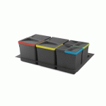 POUBELLES DE RECYCLAGE - 2 X 12L + 2 X 6L - 800MM - PLASTIQUE - GRIS EMUCA
