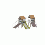 STRUCTURE FRIPOUNETTE BABY-PONT - BOIS - PLATINES - INOX - ORANGE/BLEU-WIKI CAT - MANUTAN COLLECTIVITÉS