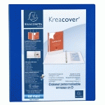 CLASSEUR PP PERSONNALISABLE KREACOVER - 2 ANNEAUX EN D 40MM - A4 MAXI - BLEU - LOT DE 10