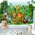 ARTGEIST - PAPIER PEINT ANIMAUX DE LA JUNGLE - 300 X 210 CM - VERT ET MULTICOLORE