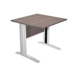 BUREAU DROIT PRONTO MÉTAL - L.80 X P.80 CM - PLATEAU CENDRE - PIEDS L ALUMINIUM