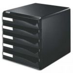 ESSELTE BLOC DE CLASSEMENT 5 TIROIRS A4 NOIRS STRUCTURE NOIRE 29X28,7X35,5CM LEITZ