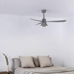 FARO BARCELONA VENTILATEUR DE PLAFOND AMELIA CONE LAMPE LED GRIS