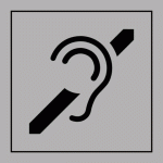 LOT DE 4 - PICTOGRAMME PI PF 072 - ACCESSIBILITÉ, MALENTENDANT - ISO 7001 (125 X 125 MM, VINYLE SOUPLE AUTOCOLLANT, GRIS)
