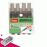 MARQUEUR EFFAÇABLE PENTEL MAXIFLO CORPS PLASTIQUE POINTE CONIQUE 2 À 6 MM RÉTRACTABLE - POCHETTE DE 4