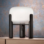 VISTOSI LAMPE À POSER SATA ABAT-JOUR BLANC, PIED NOIR
