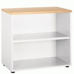 BIBLIOTHÈQUE BASSE FINITION CHÊNE CLAIR - CORPS BLANC EXPRIM