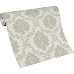 BRICOFLOR - PAPIER PEINT À MOTIF BAROQUE BEIGE CRÈME POUR CHAMBRE TAPISSERIE DAMASSÉE BEIGE STYLE ROCOCO PAPIER PEINT INTISSÉ VINTAGE FLEURS DE LYS