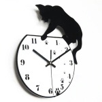 ACRYLIQUE MÉCHANT CHAT HORLOGE HORLOGE MURALE MODERNE DÉCORATION DE HORLOGE MURALE HORLOGE MURALE 3D AUTOCOLLANT (B)