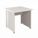 BUREAU DROIT ACTIVITY 2 - L. 80 X P. 80 CM - PLATEAU BLANC - PIEDS PLEINS 'ALUMINIUM'