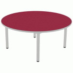 TABLE CARÉLIE RONDE Ø120 T2 STRAT POLY. CERISE GRIS/9006 - MOBIDECOR