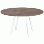 TABLE RÉUNION EVAN Ø 140 CM PIED BLANC PLATEAU NOYER - MBA