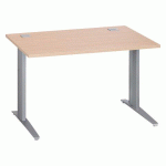 BUREAU DROIT L 120 CM PIÈTEMENT EXCELLENS MÉTAL PLUS CHÊNE CLAIR / ALUMINIUM