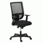 CHAISE DE BUREAU NAO TISSU ET MAILLE NOIR - DOSSIER HAUT AVEC ACCOUDOIRS FIXES - MÉCANISME SYNCHRONE - PIEDS NOIRS